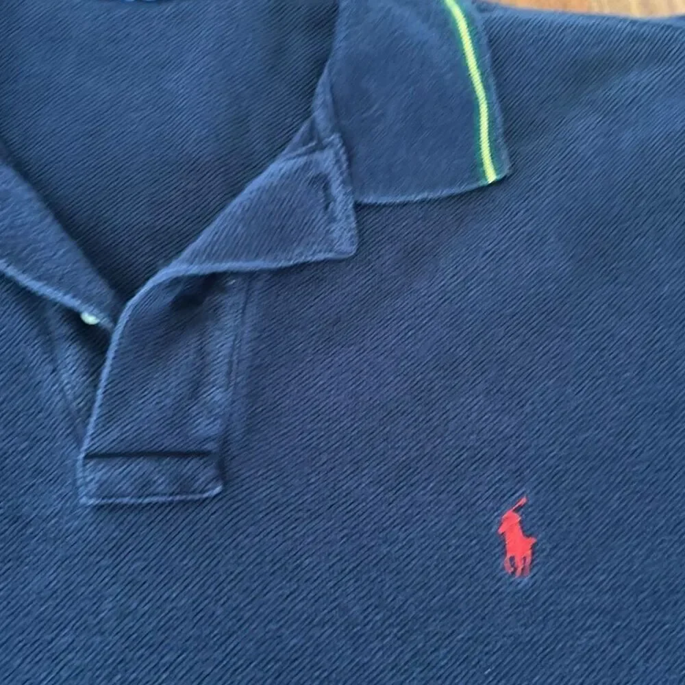 Polo Ralph vintage Lauren Blue polo rugby shirt long sleeve THRASHED M